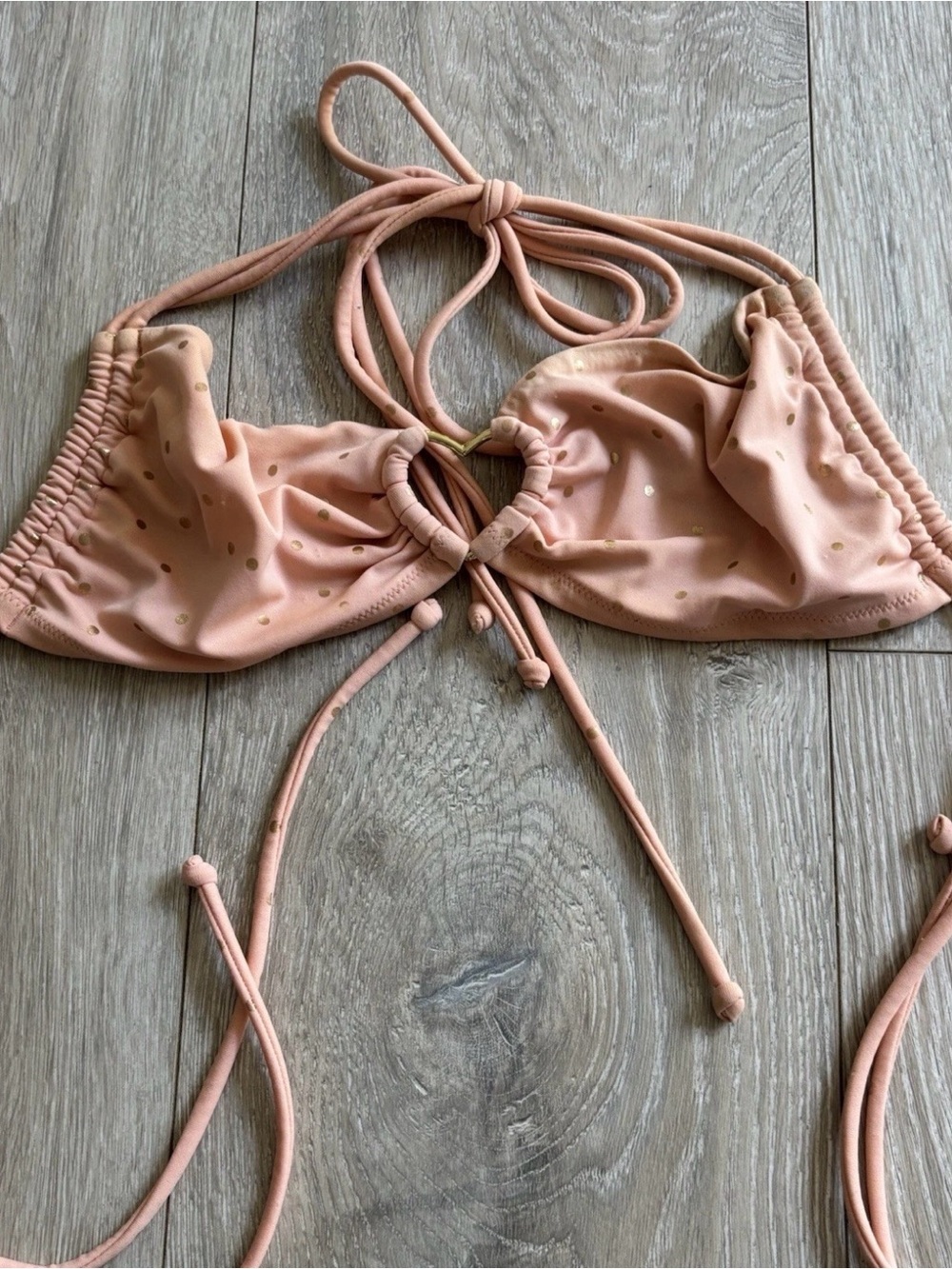 Victoria's Secret Blush Pink Halter Bandeau Bikini Top with Gold Dots